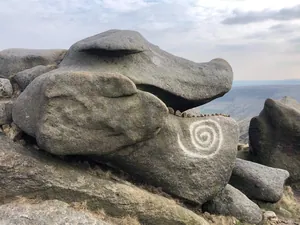 Unsual Rock Formation on the Kinder Scout Hike