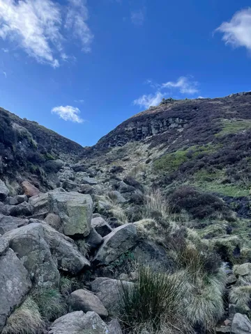 View up Grindsbrook Clough on the Kinder Scout Hike