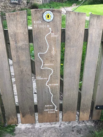 Pennine Way Map on Gate on the Kinder Scout Hike